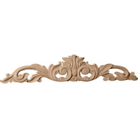 24 3/4"W x 5 1/8"H x 3/4"D Medium Green Leaf Center with Scrolls, Lindenwood
