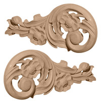 7 1/2"W x 3 1/2"H x 1/2"D (Each Side) Small Springtime Scrolls (Pair), Cherry