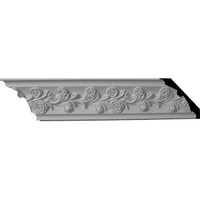 3 7/8"H x 3 7/8"P x 5 1/2"F x 96"L, (1/2" Repeat) Rose Crown Moulding