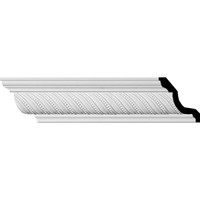3 1/4"H x 3 3/8"P x 4 5/8"F x 96"L, (1 1/4" Repeat), Beaded Rope Crown Moulding