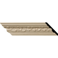3 1/2"H x 3 5/8"P x 5"F x 96"L Medway Carved Wood Crown Moulding, Alder