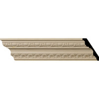 4"H x 2 7/8"P x 5"F x 96"L Bedford Carved Wood Crown Moulding, Alder