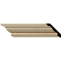 2 1/4"H x 2 3/8"P x 3 1/4"F x 96"L Andrea Rope Carved Wood Crown Moulding, Maple