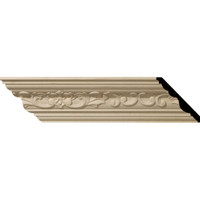 4 3/4"H x 4 7/8"P x 6 3/4"F x 96"L Medway Carved Wood Crown Moulding, Maple