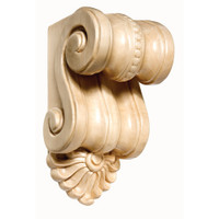 CRV5117LW_6 1/2" Small Scrolled Corbel Lindenwd 1ea 8bx