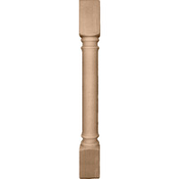 3 3/4"W x 3 3/4"D x 35 1/2"H Traditional Cabinet Column (Top Block: 6 1/8", Bottom Block: 7 1/8"), Alder
