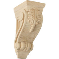2 5/8"W x 3 3/4"D x 6 5/8"H Small Fig Leaf Corbel, Cherry