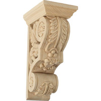 3 3/4"W x 5 1/2"D x 9 1/2"H Small Floral Corbel, Maple