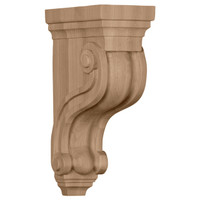 3 3/8"W x 6 1/2"D x 10 1/2"H Boston Traditional Scroll Corbel, Alder