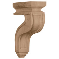 3 1/2"W x 7 1/4"D x 11"H Hollow Back Corbel, Red Oak