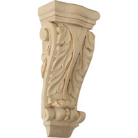 4 1/2"W x 2 3/4"D x 10"H Small Farmingdale Acanthus Pilaster Corbel, Lindenwood