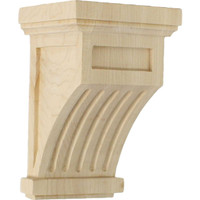 4 1/4"W x 4 1/4"D x 7"H Fluted Corbel, Alder