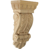 5 1/8"W x 2 3/4"D x 9 3/4"H Thin Flowing Acanthus Corbel, Alder
