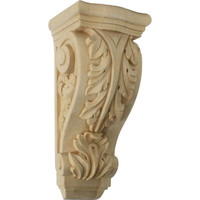 5 1/4"W x 4 3/4"D x 12"H Medium Farmingdale Acanthus Corbel, Lindenwood