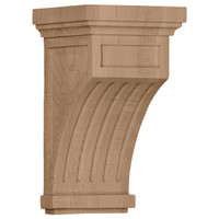 5 1/2"W x 5 1/2"D x 10"H Fluted Corbel, Red Oak