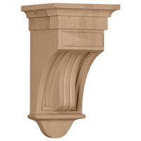 5 1/2"W x 5 1/2"D x 10"H Raised Fluting Corbel, Alder