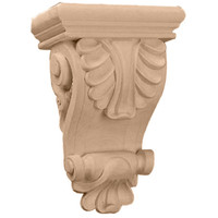 6"W x 3 1/4"D x 8 1/4"H Thin Acanthus Leaf Corbel, Lindenwood