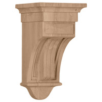 6 1/2"W x 6 1/2"D x 12"H Raised Fluting Corbel, Alder