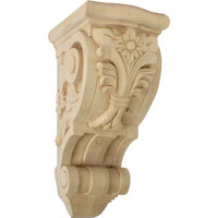 6 1/4"W x 7 5/8"D x 14 1/8"H Large Floral Corbel, Cherry