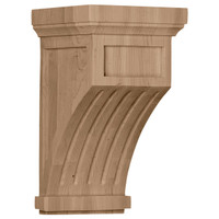 7"W x 7 1/2"D x 13"H Fluted Mission Corbel, Cherry
