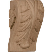 1 3/4"W x 1 1/2"D x 3"H Mini Acanthus Leaf Block Corbel, Hard Maple