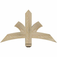 36"W x 21"H x 04"D x 4"F, 14/12 Pitch, Davenport Rough Sawn Timber Gable Bracket, Douglas Fir