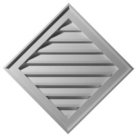 34"W x 34"H x 3 1/2"P, (24" Sides) Diamond Gable Vent Louver, Functional