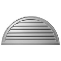 60"W x 30"H x 2 1/2"P, Half Round Gable Vent Louver, Decorative