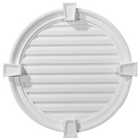 24"W x 24"H x 2 1/8"P,  Round Gable Vent with Keystones, Decorative