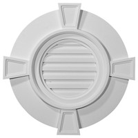 24"W x 24"H x 1 1/2"P, Round Gable Vent with Keystones, Decorative