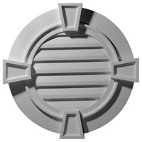 35 5/8"OW x 34 1/8"OD x 1 1/2"P,  Round Gable Vent with Keystones, Functional