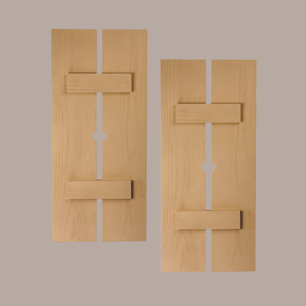 Fypon shutter___SH2PD12X39RS___SHUTTER 2 PLANK W/DIAMOND12X39X1-1/2 ROUGH SAWN WOOD GRAIN