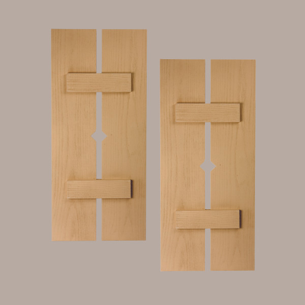 Fypon shutter___SH2PD12X98RS___SHUTTER 2 PLANK W/DIAMOND12X98X1-1/2 ROUGH SAWN WOOD GRAIN