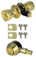 Mobile Home Entry Door Combo Lockset Door Knob and Dead Bolt Polished Brass Keyed Alike