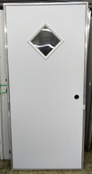 200 Series Elixir Outswing Door 10"X10" Diamond Window White/White Frame Size 32"X76" 