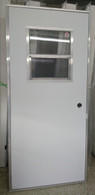 200 Series Elixir Outswing Door 18"X20" Slider Window White/White Mill Finish Frame Size 32"X76" 