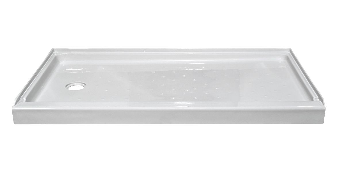 27"x54"x5.5" Fiberglass Shower Base Elite White Left Drain Lakeway