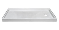 27"x54"x5.5" Fiberglass Shower Base Elite - White Right Drain 