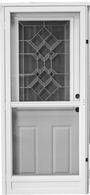 925 Series Cordell Combination Door Heavy Duty Size 34"X76" 2 Panel Style 36" WP Decorative Glass with Standard Storm