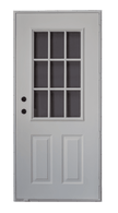 200 Series Cordell Outswing Steel Door Size 36"X76" 2 Panel with 9 Lite (Cottage) Window