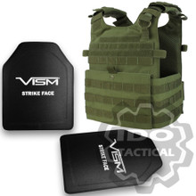 Condor 201039 Gunner Lightweight Plate Carrier (OD Green) + VISM?? Hard Ballistic Armor Panel Level III (UHMWPE) 10"X12" Shooters Cut / Single Curve