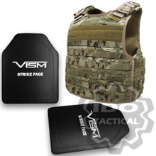 Condor DFPC-008 Defender Plate Carrier (Multicam) +  VISM Hard Ballistic stic Armor Panel Level III (UHMWPE) 10"X12" Shooters Cut / Single Curve