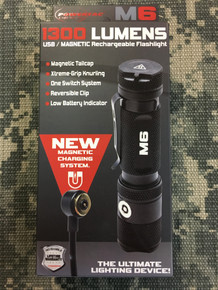 Powertac M6 1300 Lumen Rechargeable LED Flashlight w/Magnetic EndCap and Charger