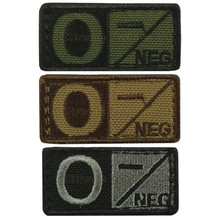 Condor 229O- Velcro Blood Type Morale Patch O Negative O- OD Green, Tan/Brown, Black/Foliage