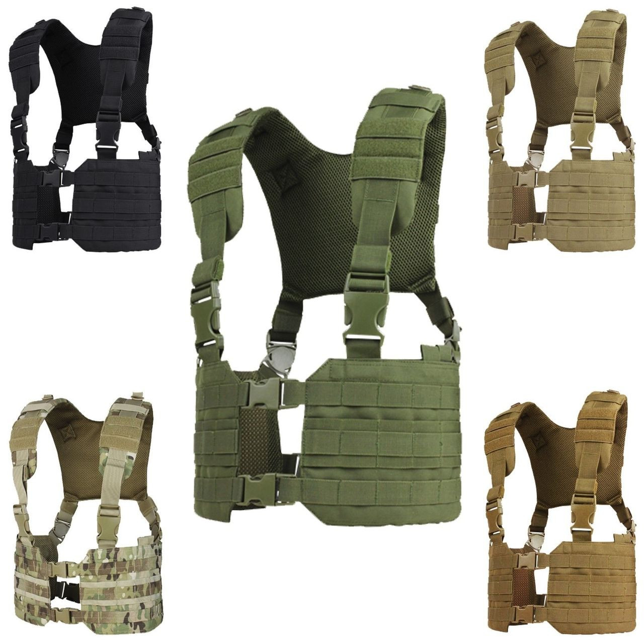 Condor MCR7 RONIN MOLLE Chest Rig Quick Release Split Padded H-Harness Vest BLK