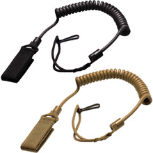 Condor US1004 Pistol Lanyard Coiled Wire Velcro Attaches to Belt or PALS- Black/ Coyote Brown