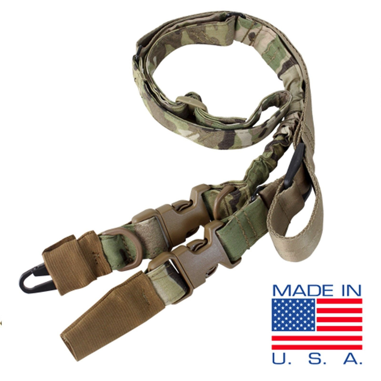 MULTI-CAM CBT Tactical 2 Point Bungee Rifle Sling Shoulder Strap Made in USA
