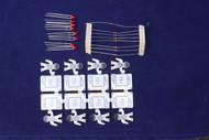 Kit includes 8 snap-apart flagmen, 8 1K ohm 1/8 watt resistors, 8 red LEDs and 8 weights