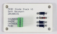 LED diode stack adapter.  Provides a simple method to place diode in series with a load up to 0.5A for Morse Code Buzzer Controller