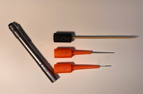 LightPick 3 Way Bundle, I flashlight and 1 each skewer, needle and dental pick with adapters
